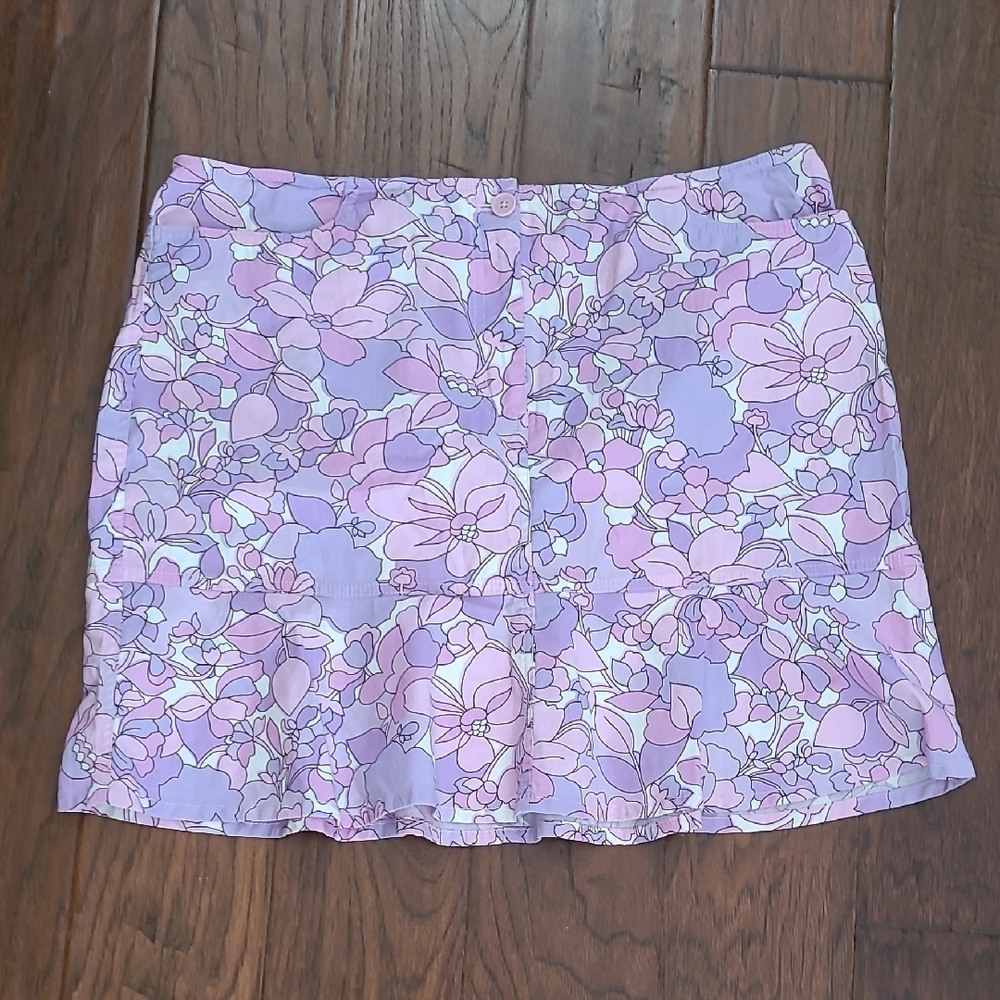 Ann Taylor LOFT Shades of Pink & Purple Floral Skirt size 14